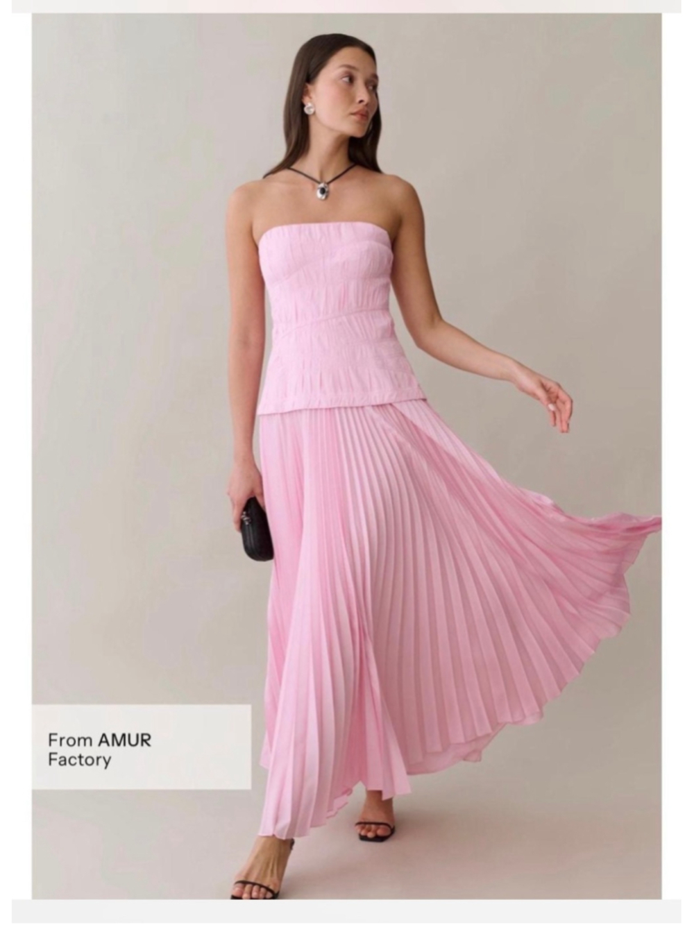 Women's Few Moda o.p.t Strapless Pleated Maxi Dress, Pink Sz 10